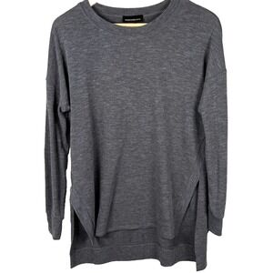 Fortune + Ivy  Pullover Round Neck Asymmetrical Hem Sweater Tunic Gray Women's S